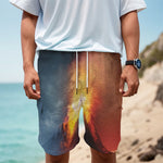 Volcano Eruption Print Men's Cargo Shorts