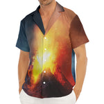 Volcano Eruption Print Men's Deep V-Neck Shirt