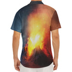 Volcano Eruption Print Men's Deep V-Neck Shirt