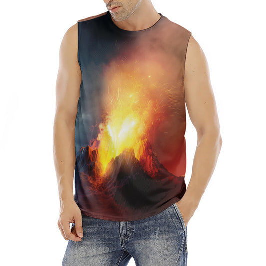 Volcano Eruption Print Men's Fitness Tank Top