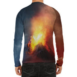 Volcano Eruption Print Men's Long Sleeve Rash Guard