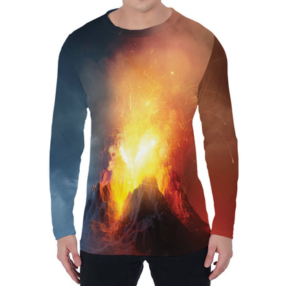 Volcano Eruption Print Men's Long Sleeve T-Shirt