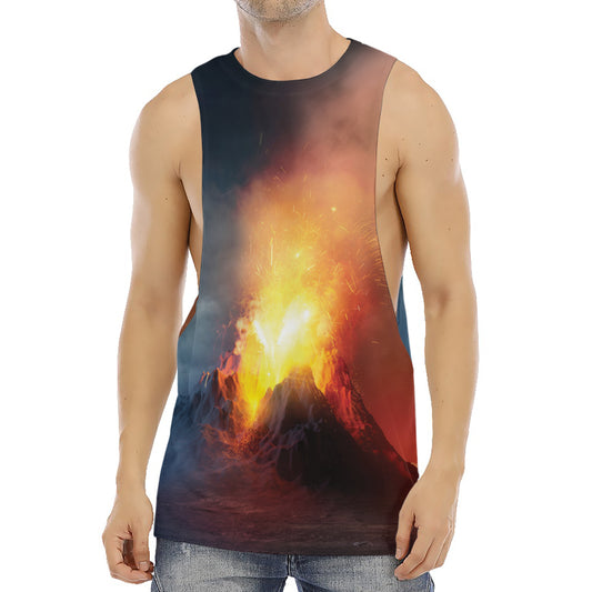 Volcano Eruption Print Men's Muscle Tank Top
