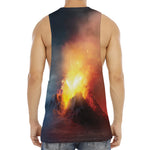 Volcano Eruption Print Men's Muscle Tank Top