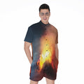 Volcano Eruption Print Men's Romper