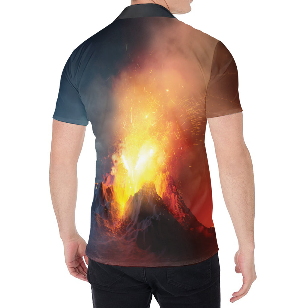 Volcano Eruption Print Men's Shirt