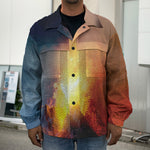 Volcano Eruption Print Men's Shirt Jacket