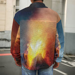 Volcano Eruption Print Men's Shirt Jacket