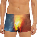 Volcano Eruption Print Men's Short Boxer Briefs