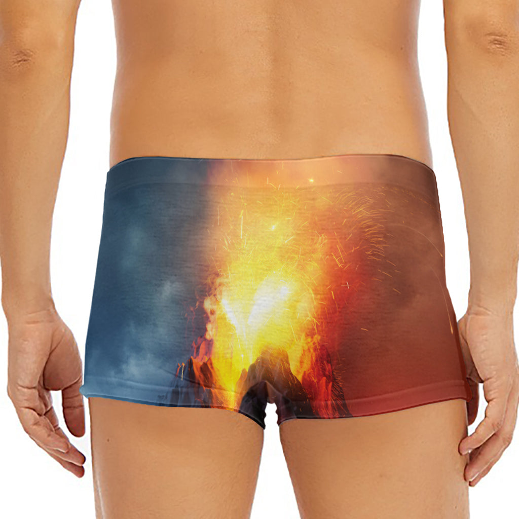 Volcano Eruption Print Men's Short Boxer Briefs