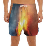 Volcano Eruption Print Men's Split Running Shorts