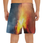 Volcano Eruption Print Men's Split Running Shorts