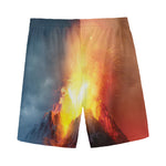 Volcano Eruption Print Men's Sports Shorts