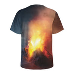 Volcano Eruption Print Men's Sports T-Shirt