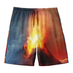 Volcano Eruption Print Men's Swim Trunks