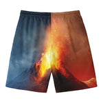Volcano Eruption Print Men's Swim Trunks