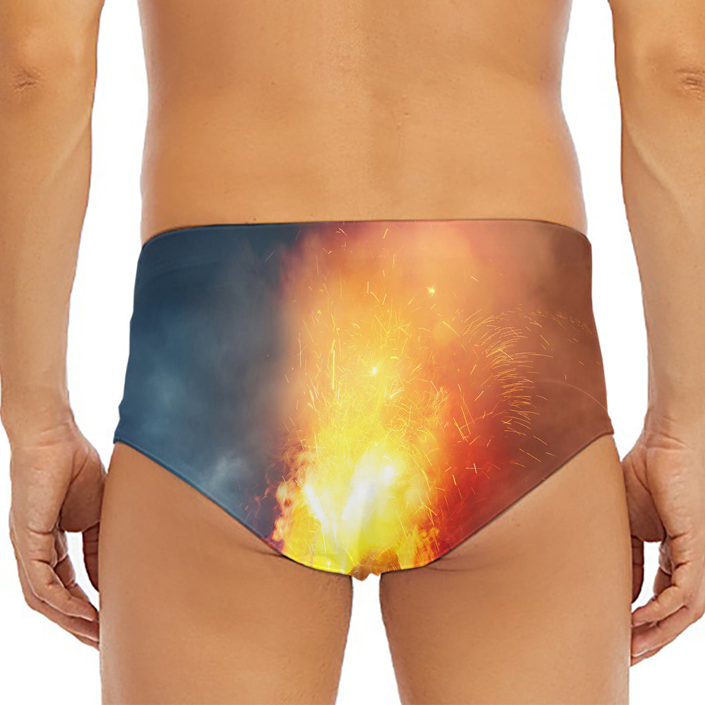 Volcano Eruption Print Men's Triangle Swim Briefs