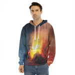 Volcano Eruption Print Men's Velvet Pullover Hoodie