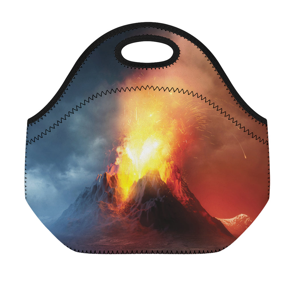 Volcano Eruption Print Neoprene Lunch Bag