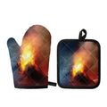 Volcano Eruption Print Oven Mitt And Pot Holder Set
