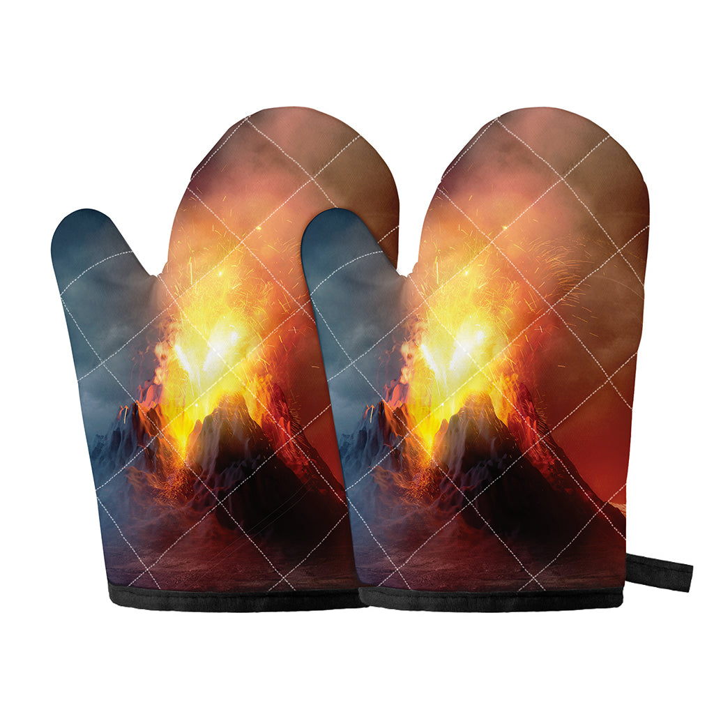 Volcano Eruption Print Oven Mitts