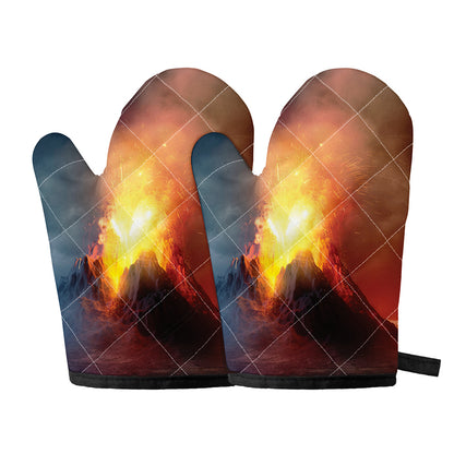 Volcano Eruption Print Oven Mitts