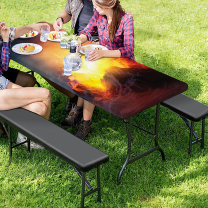 Volcano Eruption Print Picnic Table Cover