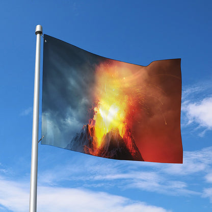 Volcano Eruption Print Polyester Flag