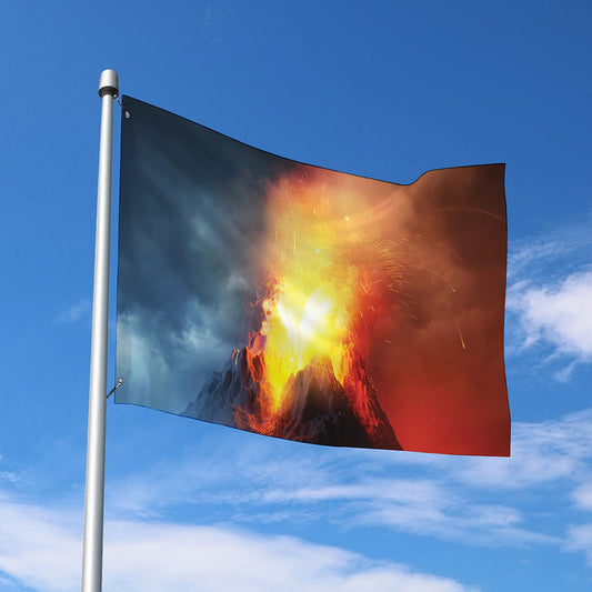 Volcano Eruption Print Polyester Flag