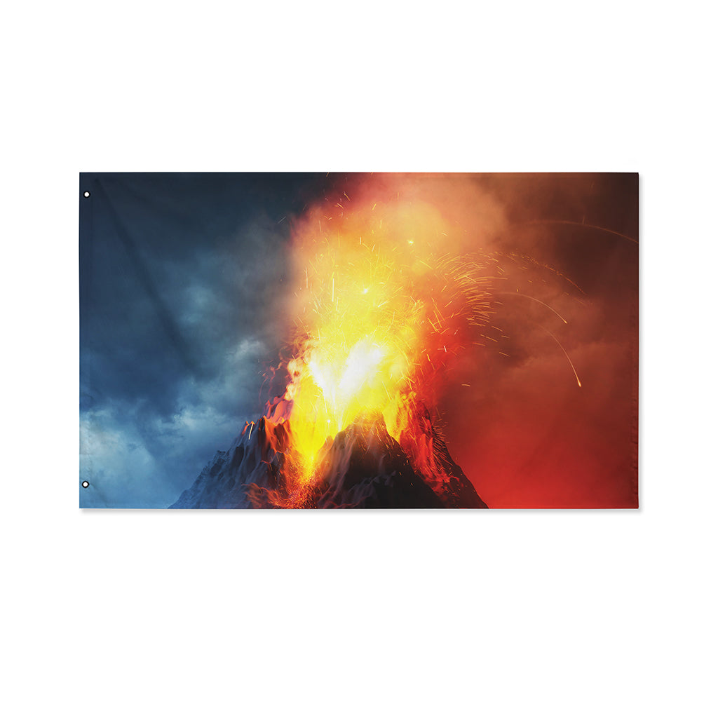 Volcano Eruption Print Polyester Flag