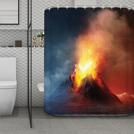 Volcano Eruption Print Polyester Shower Curtain
