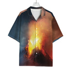 Volcano Eruption Print Rayon Hawaiian Shirt