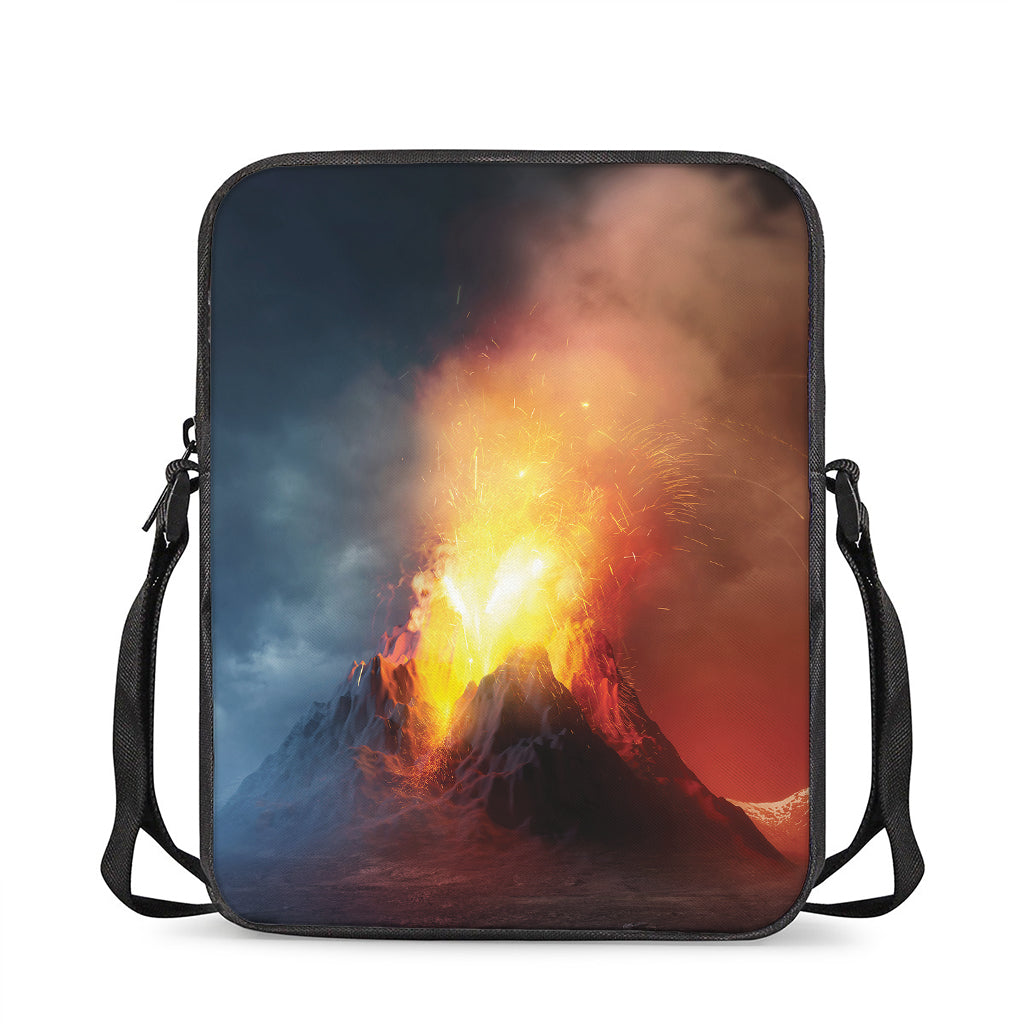 Volcano Eruption Print Rectangular Crossbody Bag