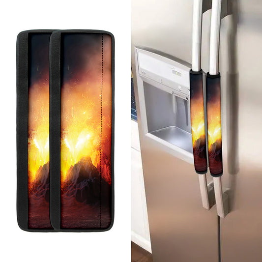 Volcano Eruption Print Refrigerator Handle Covers