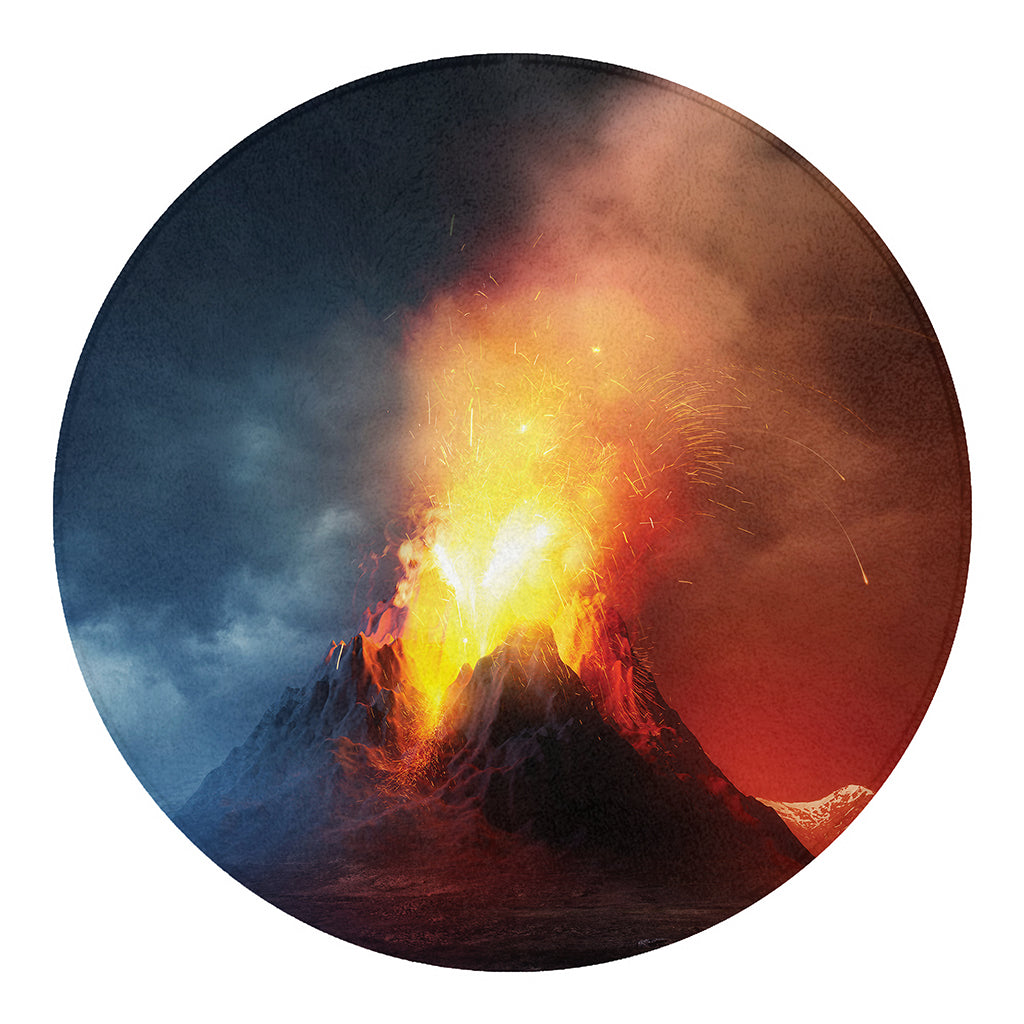Volcano Eruption Print Round Blanket