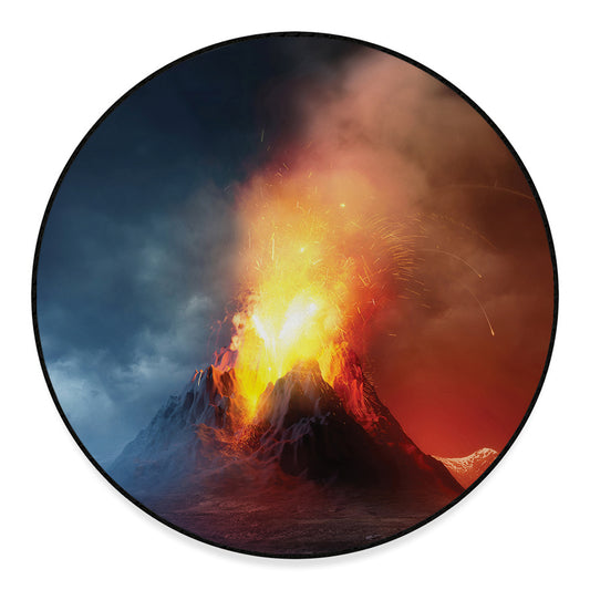 Volcano Eruption Print Round Floor Mat