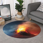 Volcano Eruption Print Round Rug