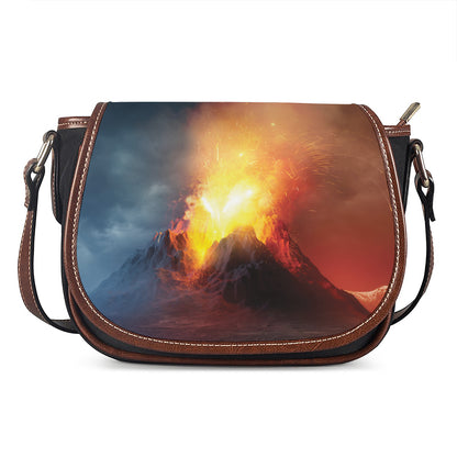 Volcano Eruption Print Saddle Bag