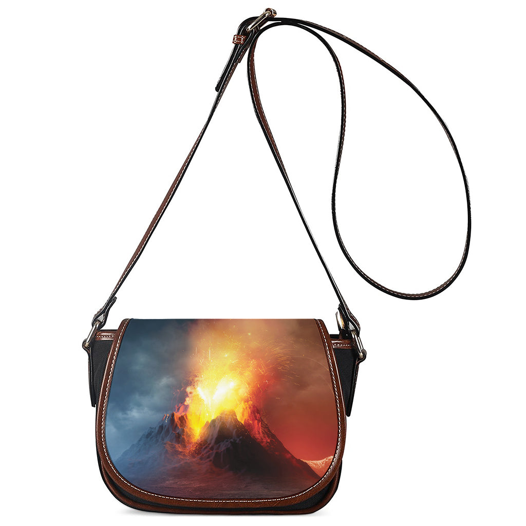 Volcano Eruption Print Saddle Bag