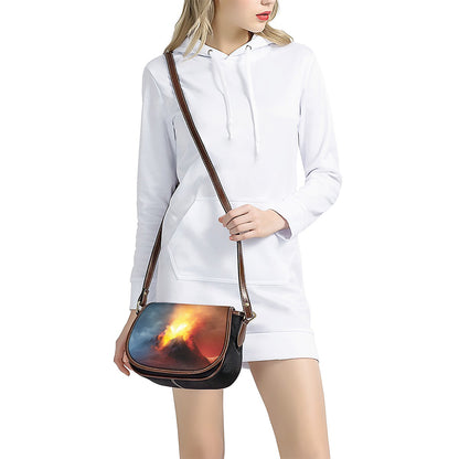 Volcano Eruption Print Saddle Bag