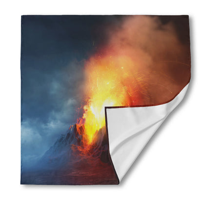 Volcano Eruption Print Silk Bandana