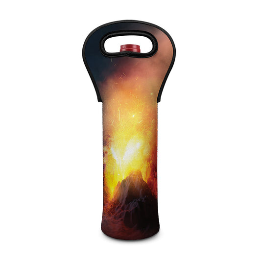 Volcano Eruption Print Single Neoprene Wine Tote