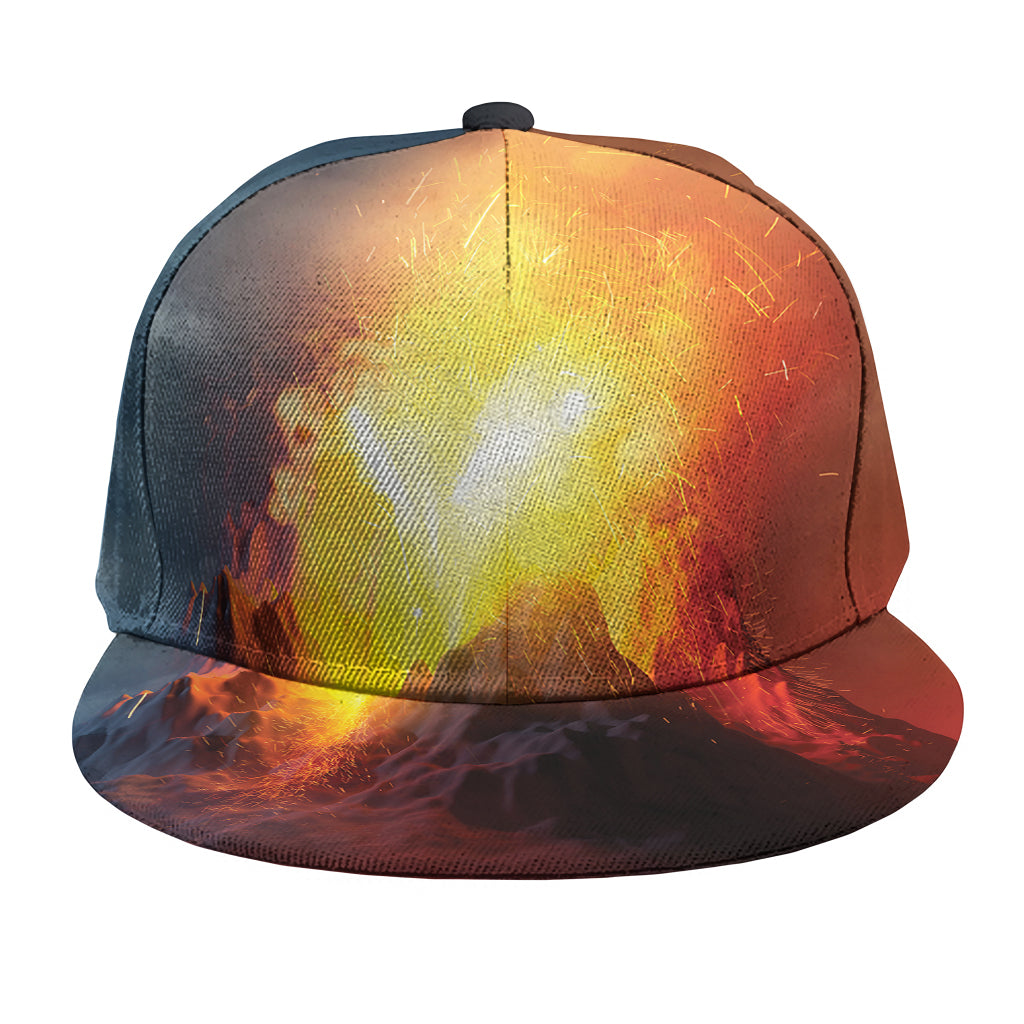 Volcano Eruption Print Snapback Cap
