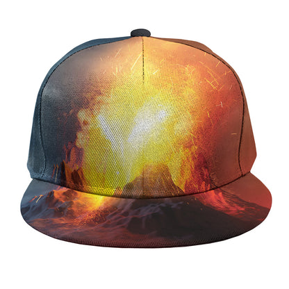 Volcano Eruption Print Snapback Cap