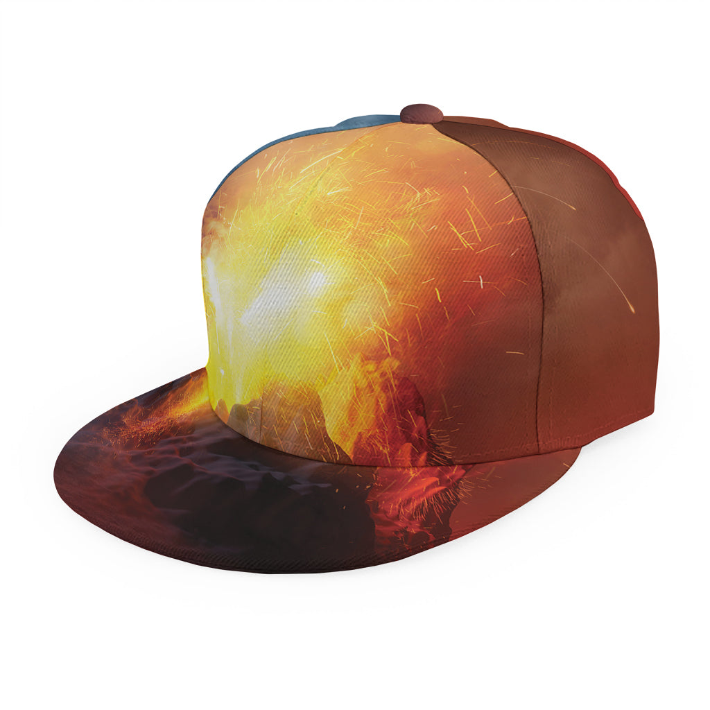 Volcano Eruption Print Snapback Cap