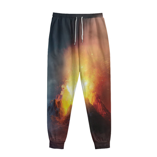 Volcano Eruption Print Sweatpants