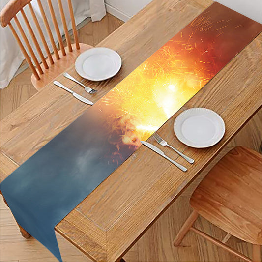 Volcano Eruption Print Table Runner