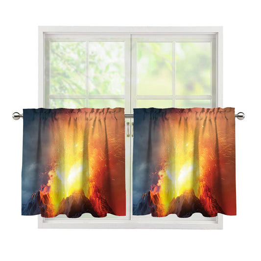 Volcano Eruption Print Tier Curtains
