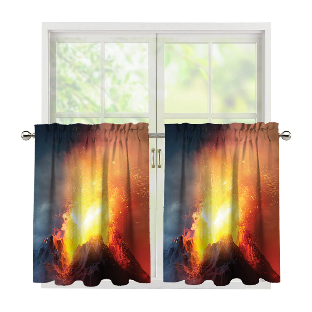 Volcano Eruption Print Tier Curtains