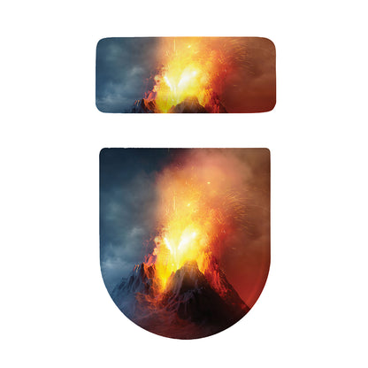 Volcano Eruption Print Toilet Lid And Tank Cover Set